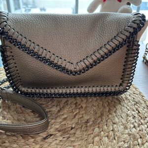 Stylish matted gold metallic Women's Bag with Black Accents CHICOS